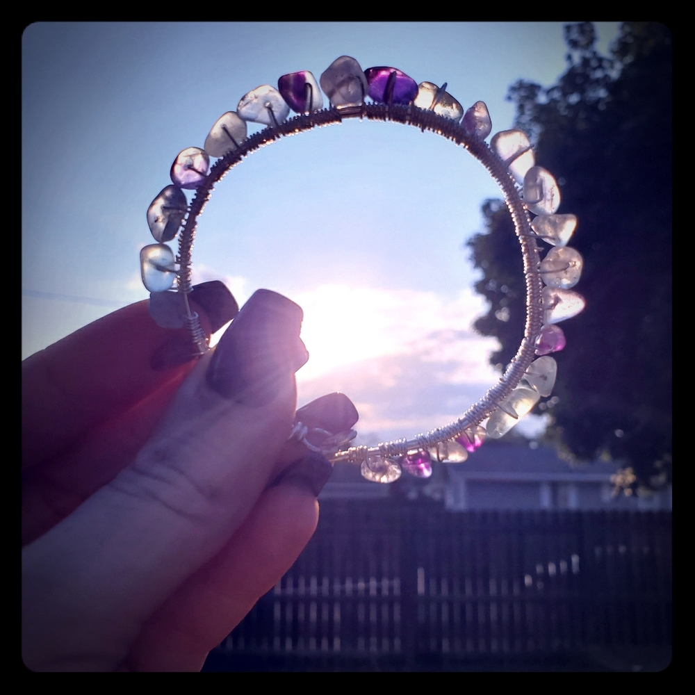 Handmade Rainbow Flourite Bangle Energy Bracelet